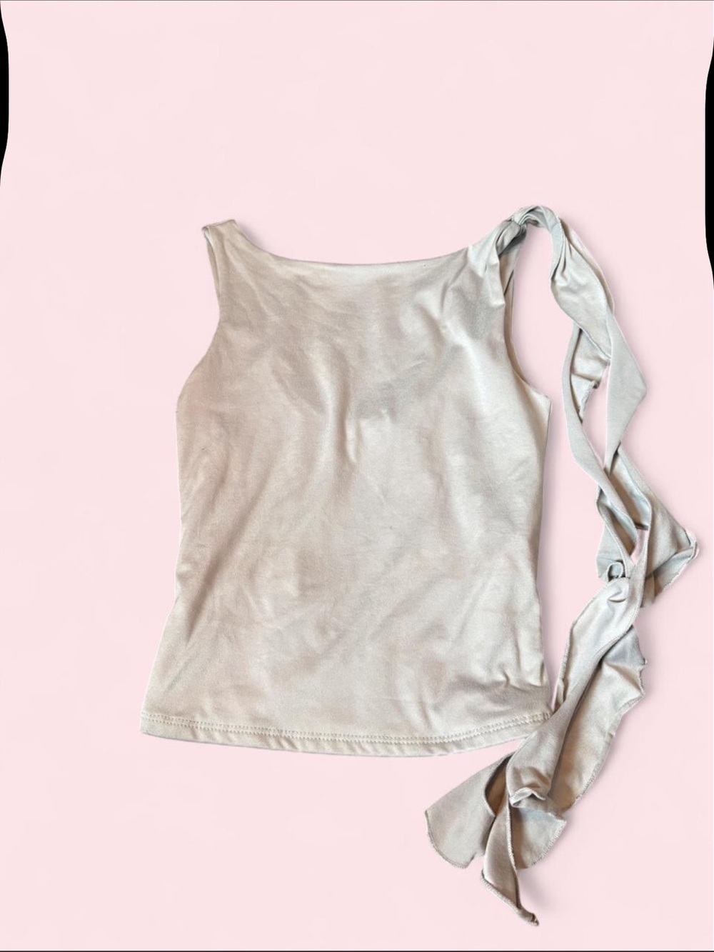 gaze One-Shoulder Tie Tank Top - Gray